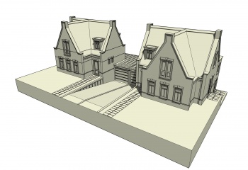 double housing plan with parking basement