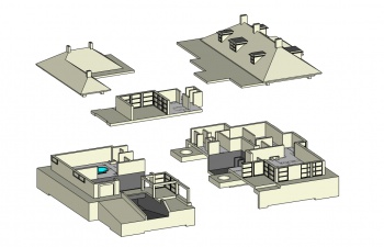 project 2: exploded view of mansion - modeled November 2006